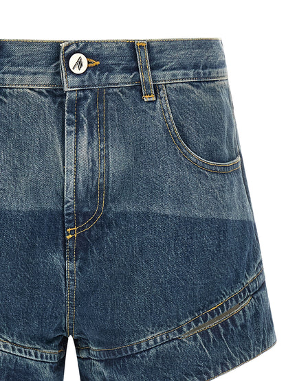 The Attico Shuffle Women's Denim Cotton Shorts - Blue Silver Signature
