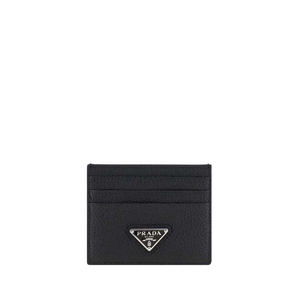 Cardholder Wallet by Prada for men in bos taurus calf grained leather black presents a streamlined silhouette, showcasing the sophisticated design of the Bos Taurus Calf Grained Leather Cardholder Wallet collection with functional card-organization compact-design.