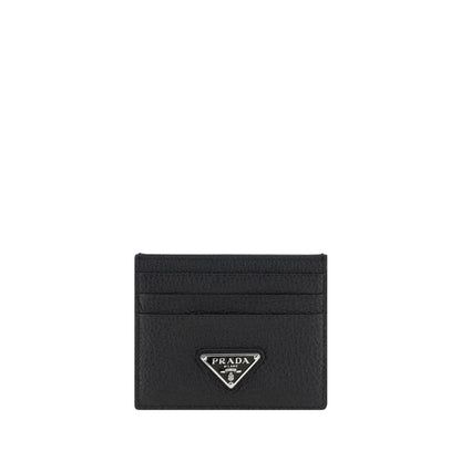 Cardholder Wallet by Prada for men in bos taurus calf grained leather black presents a streamlined silhouette, showcasing the sophisticated design of the Bos Taurus Calf Grained Leather Cardholder Wallet collection with functional card-organization compact-design.