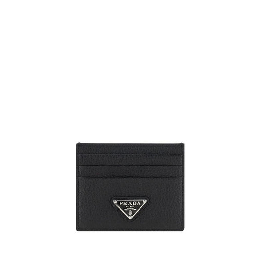 Cardholder Wallet by Prada for men in bos taurus calf grained leather black presents a streamlined silhouette, showcasing the sophisticated design of the Bos Taurus Calf Grained Leather Cardholder Wallet collection with functional card-organization compact-design.