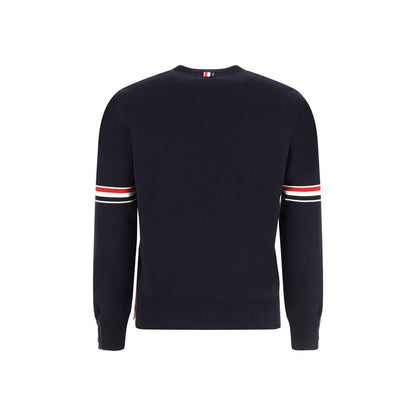 Sweatshirt by Thom Browne for men in cotton blue & striped features a unrivaled silhouette with a refined crew neckline and unrivaled detailing for a sophisticated look.