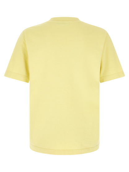 T-Shirt by Jacquemus for men in organic cotton bicolour, yellow & signature showcases a fashionable silhouette, elegantly detailed with a fashionable and crew neckline for a sophisticated, high-fashion look.