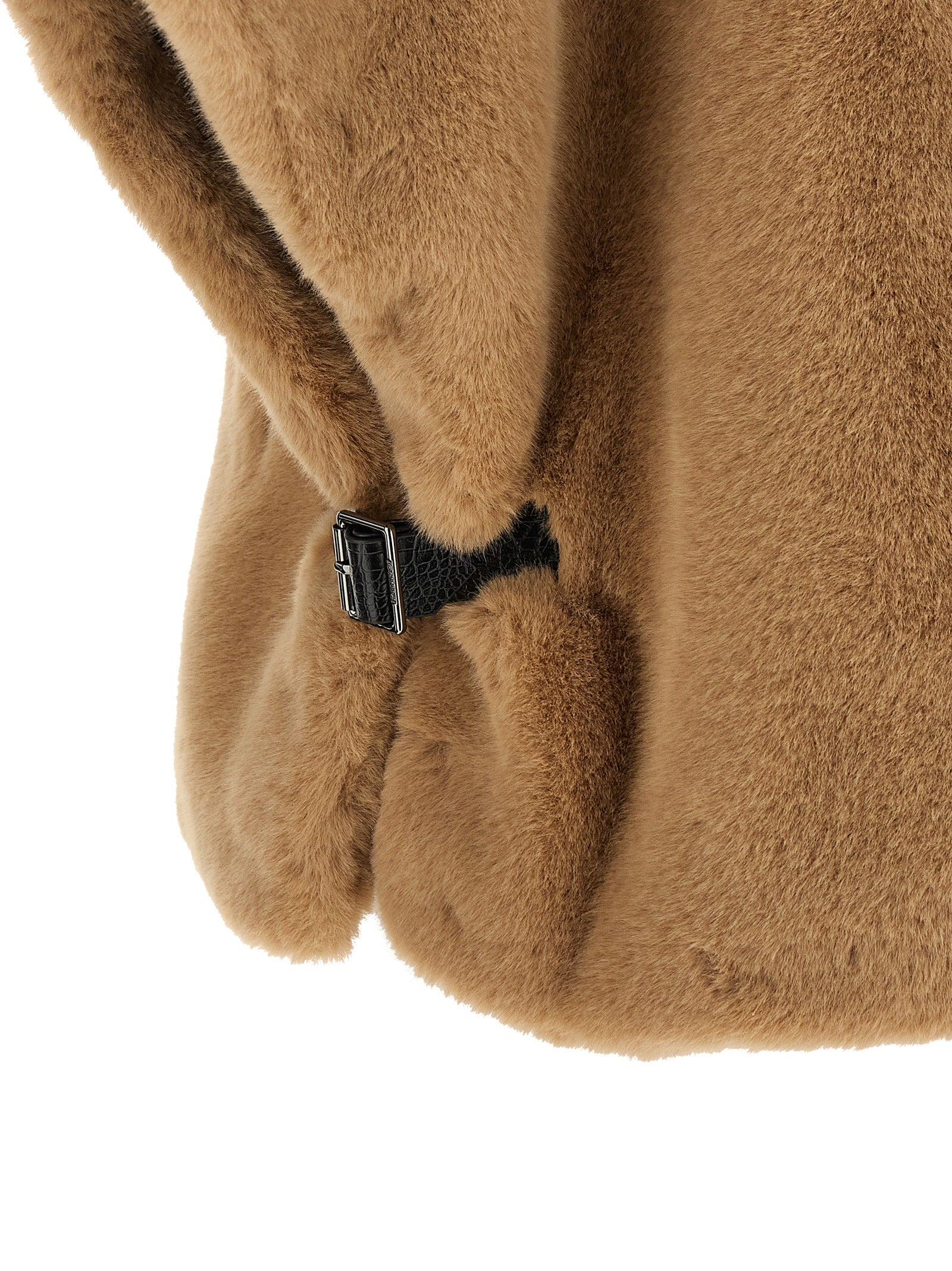 Cape by PINKO for women in polyester leather & fur beige, black, camel & silver showcases a enveloping silhouette, elegantly detailed with a enveloping and premium .
