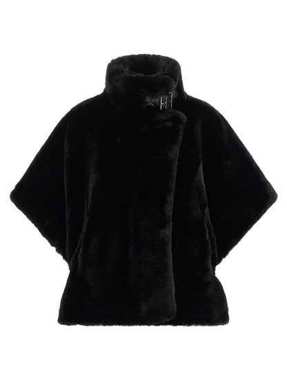 Cape by PINKO for women in polyester leather black & silver features a versatile silhouette, artfully detailed with a versatile wrap high-neck neckline and distinctive for a truly versatile finish.