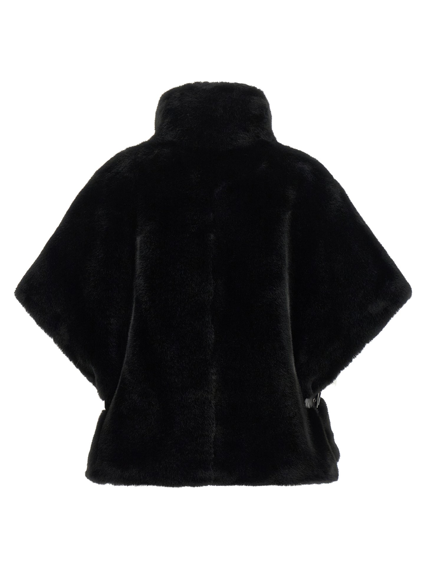 Cape by PINKO for women in polyester leather black & silver showcases a enveloping silhouette, elegantly detailed with a enveloping wrap high-neck neckline and premium .
