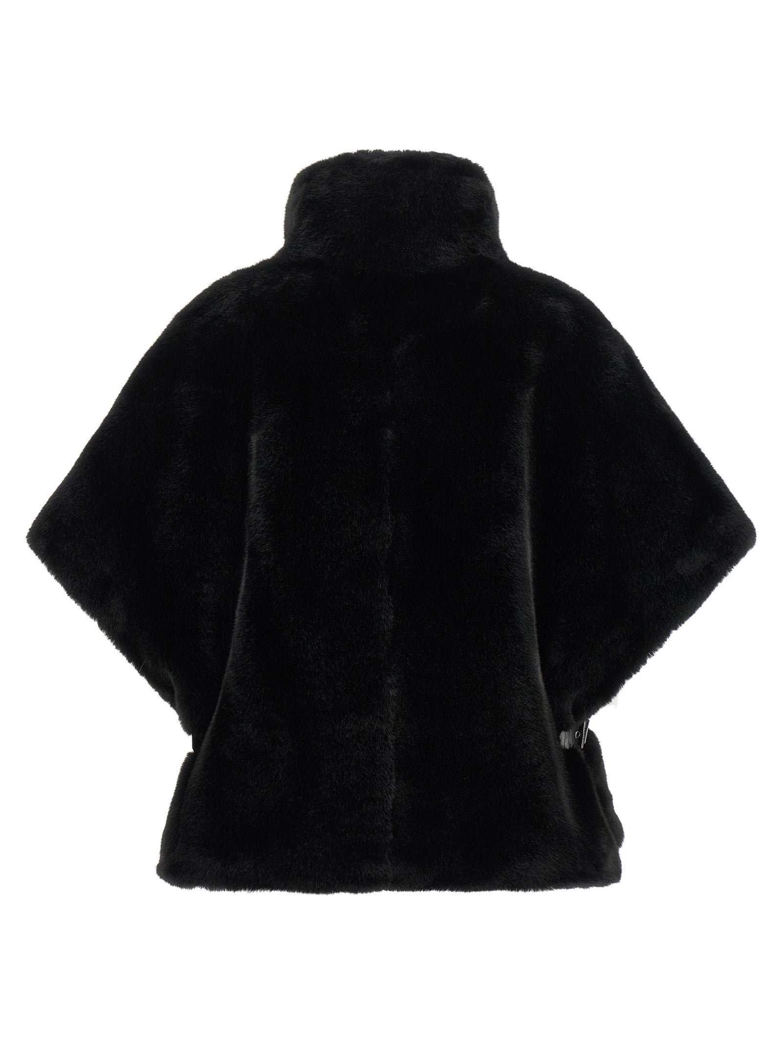 Cape by PINKO for women in polyester leather black & silver showcases a enveloping silhouette, elegantly detailed with a enveloping wrap high-neck neckline and premium .