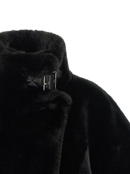 Cape by PINKO for women in polyester leather black & silver features an relaxed-luxury silhouette, showcasing a sophisticated wrap high-neck neckline and premium for a truly relaxed-luxury finish.