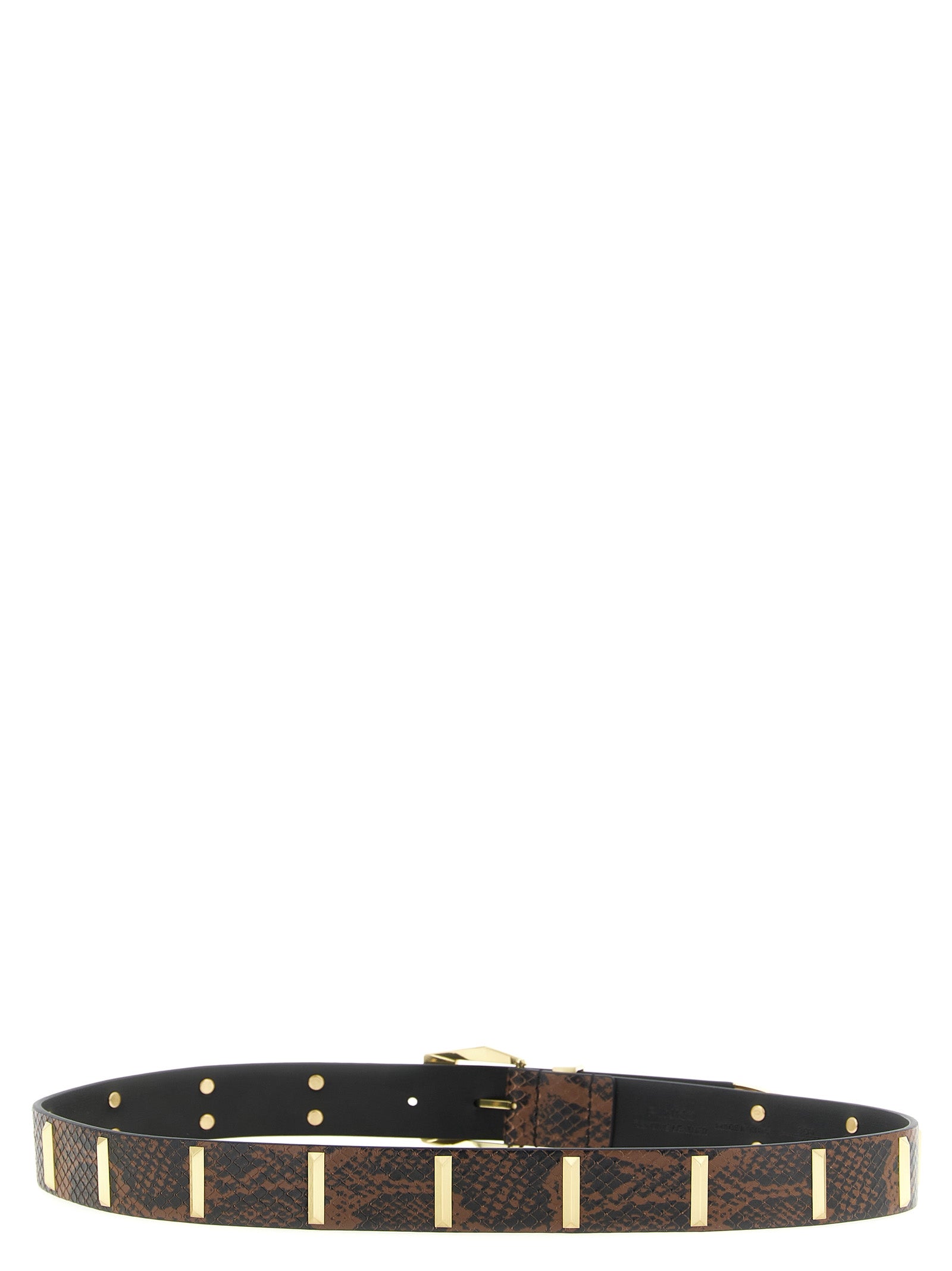 Belt by PINKO for women in bos taurus calfskin leather black, brown, gray, gold & print presents a artisanal silhouette from the Bos Taurus Calfskin Leather Belt collection, showcasing an artisanal design and refined craftsmanship for a artisanal look.