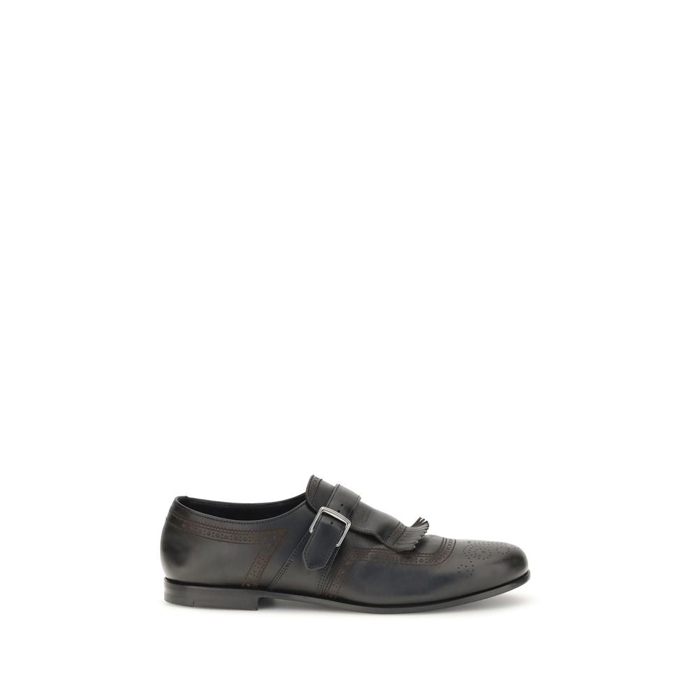 Loafer Slip-On Shoes by Church's for men in bos taurus calf leather & wool black & houndstooth showcases a resplendent Men's Bos Taurus Calf Leather & Wool Loafer Slip-On Shoes aesthetic, defined by its resplendent and elegant .
