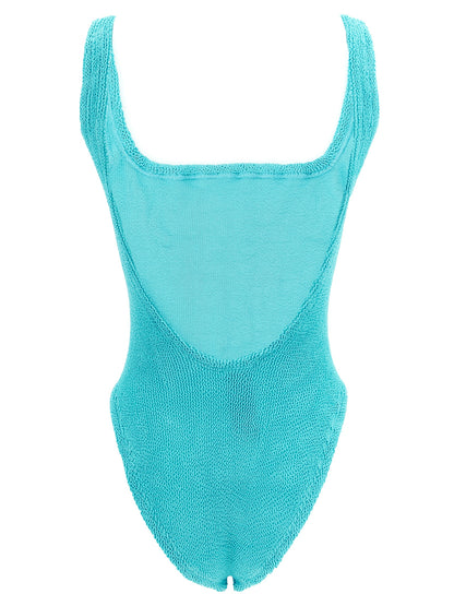 Hunza G Women's Stretch Polyamide One-Piece Swimsuit - Light Blue