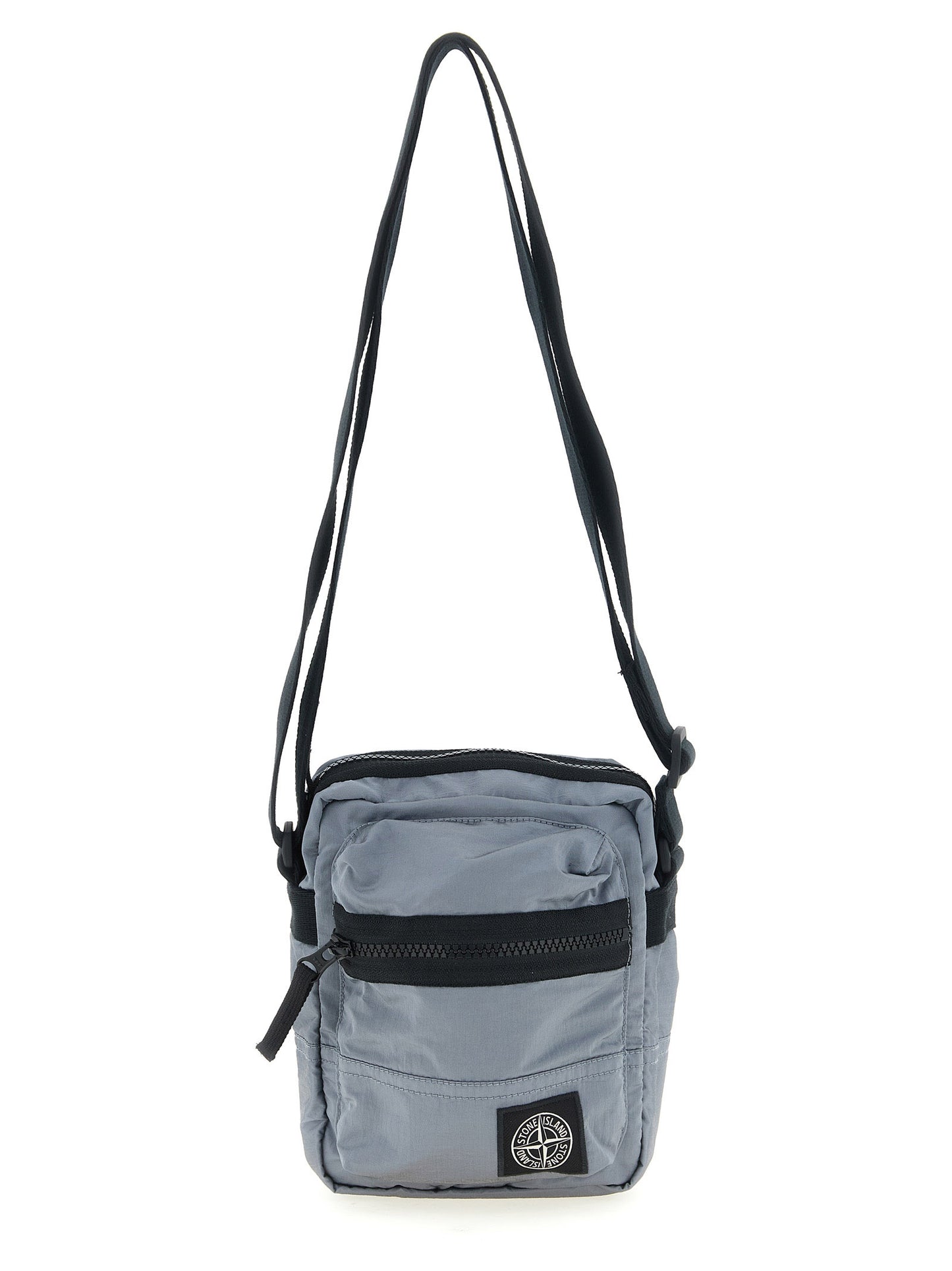 Crossbody Messenger Bag by Stone Island for men in polyamide leather gray features a statement-making Polyamide Leather Crossbody Messenger Bag design with a secure , statement-making , and versatile crossbody-strap & adjustable-strap for a sophisticated look.