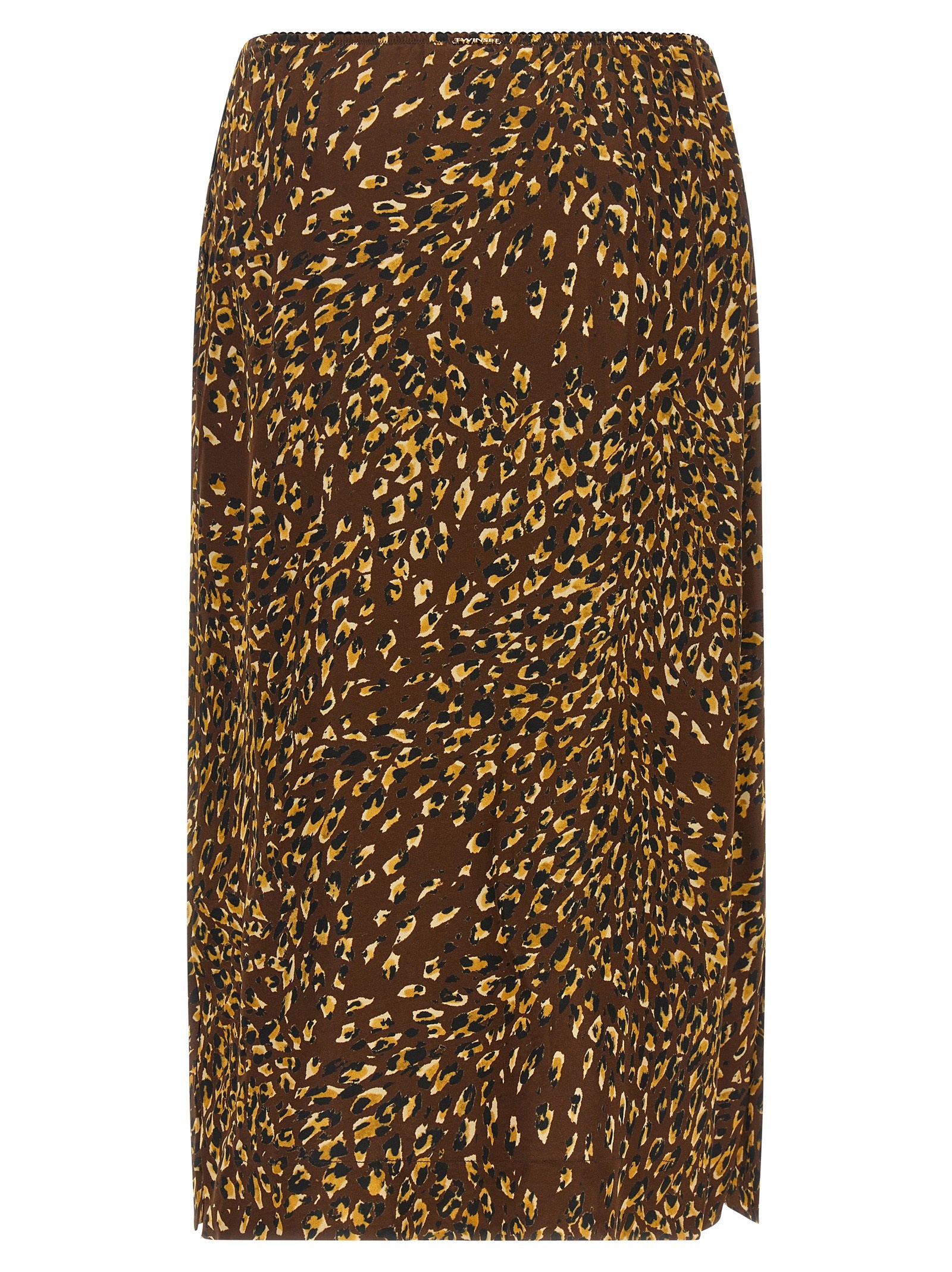 Skirt by Twinset for women in viscose animal, black, brown, signature & print features an tailored silhouette, artfully capturing the essence of Women's Viscose Midi Skirt in a sophisticated midi.