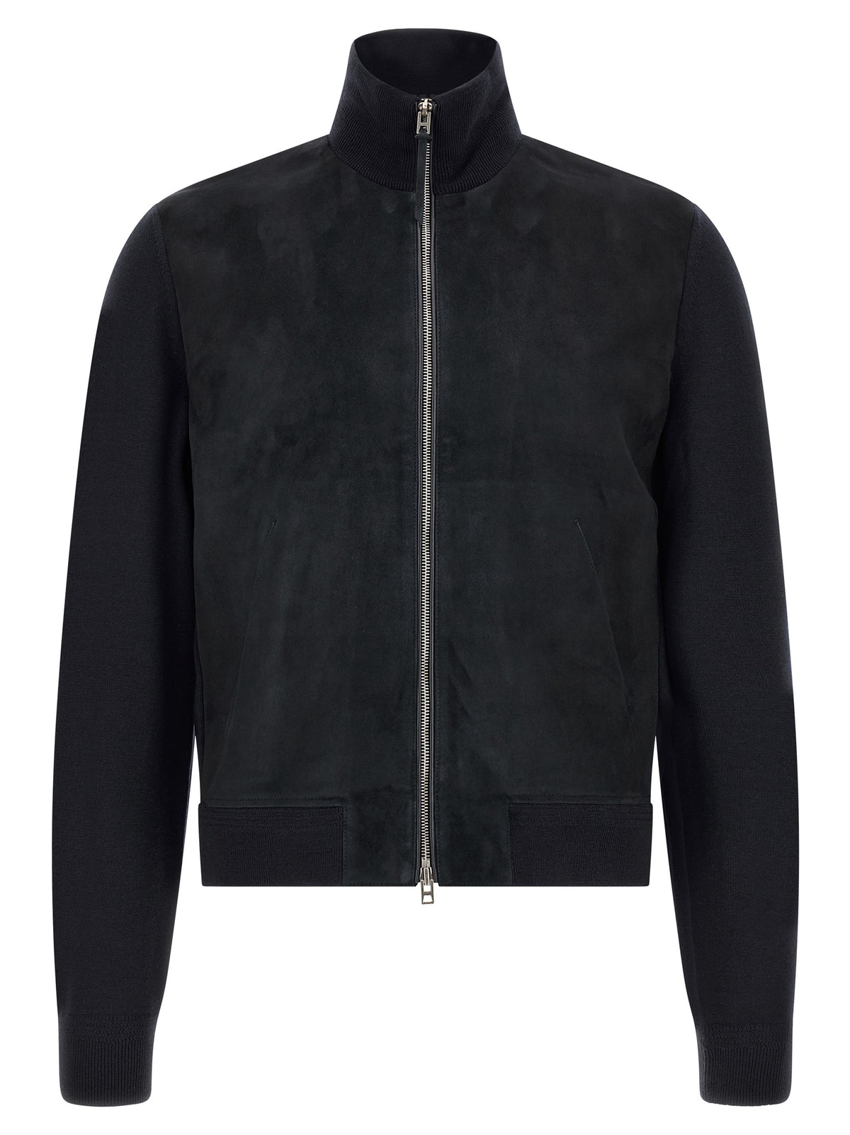 Tom Ford Men's Merino Wool & Suede Leather Cardigan - Dark Blue