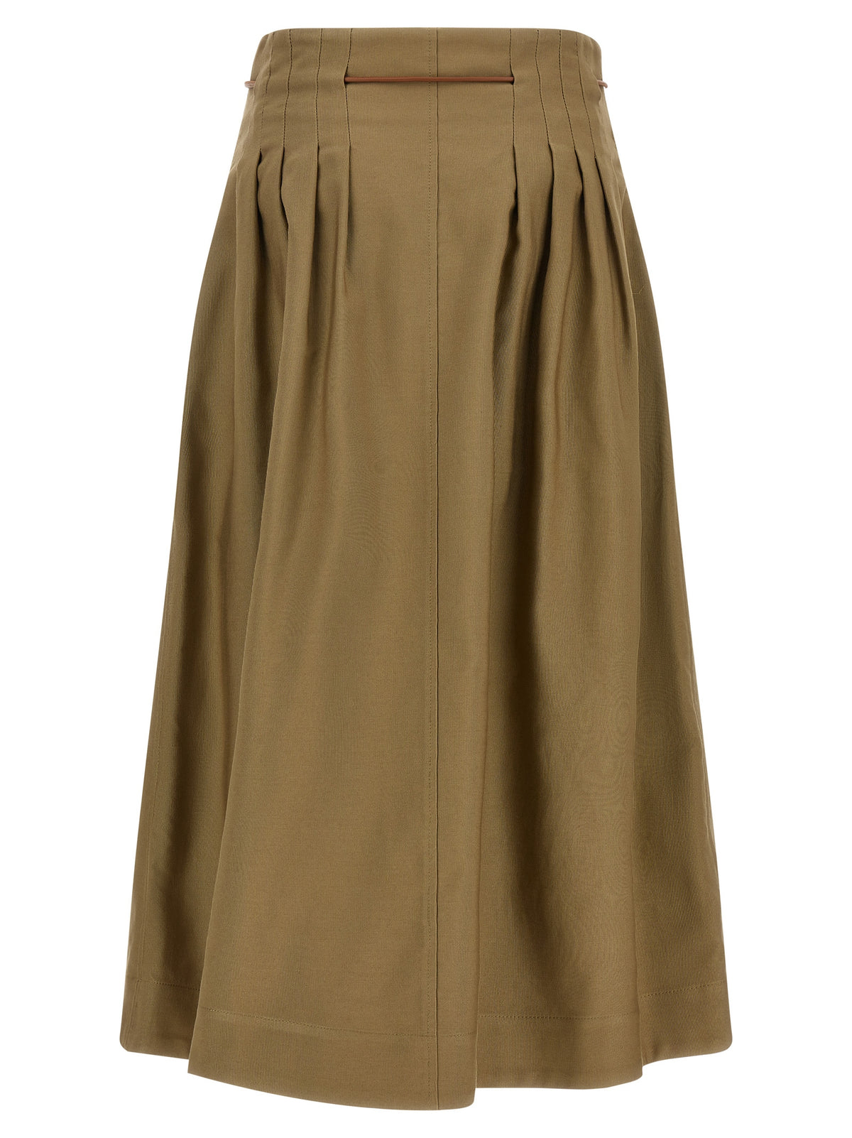 Max Mara Women's High Rise Leather & Cotton Skirt - Bicolour Brown Green Khaki
