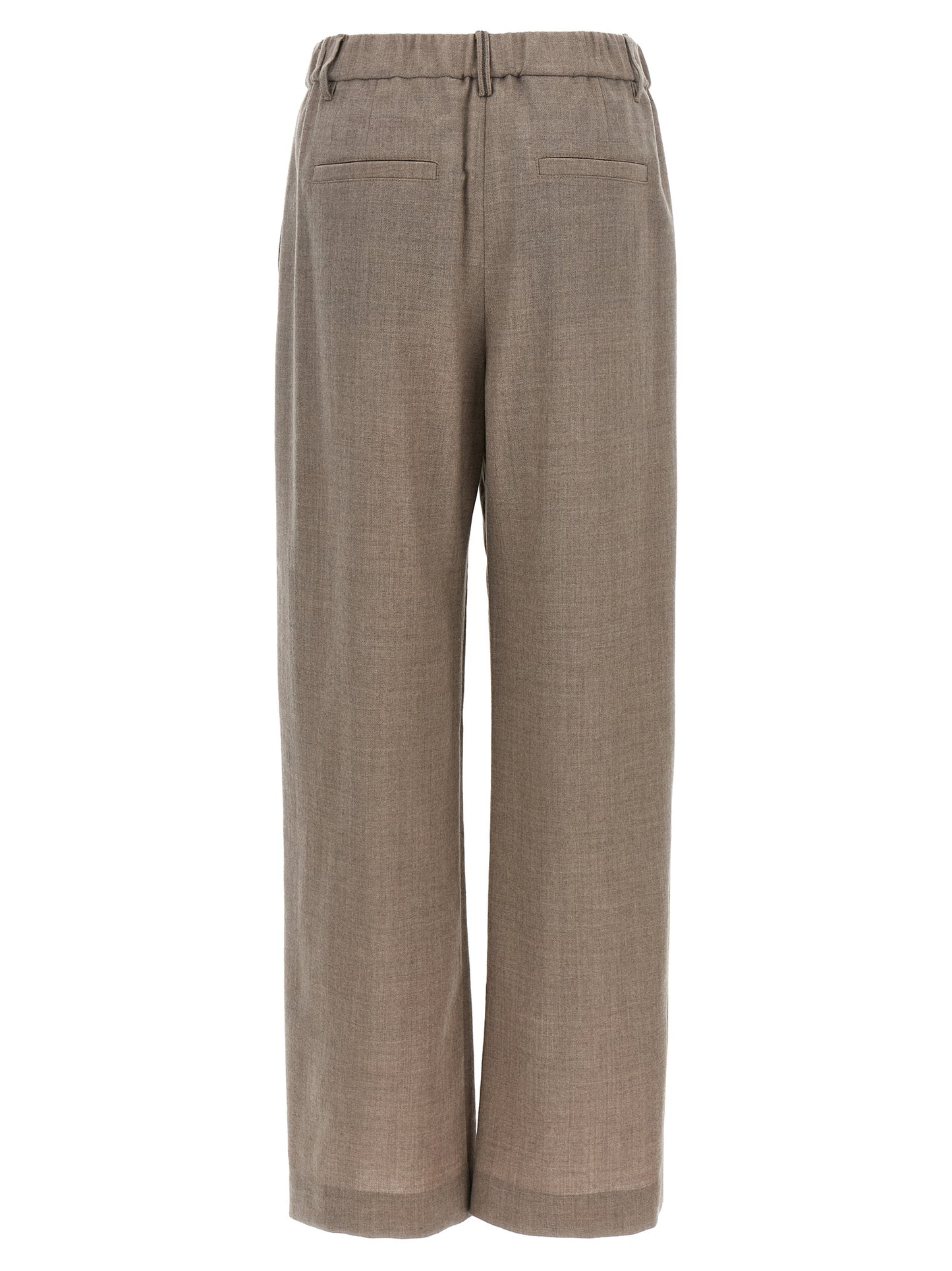 Trousers by Brunello Cucinelli for women in virgin wool white features an on trend silhouette, showcasing a sophisticated relaxed-fit & wide with a long and for an on trend finish.
