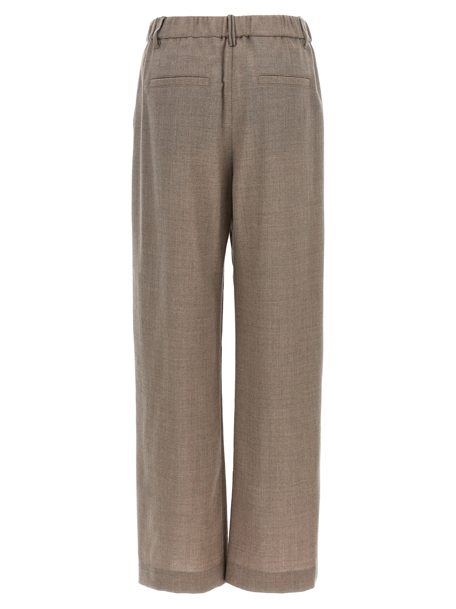 Trousers by Brunello Cucinelli for women in virgin wool white features an on trend silhouette, showcasing a sophisticated relaxed-fit & wide with a long and for an on trend finish.
