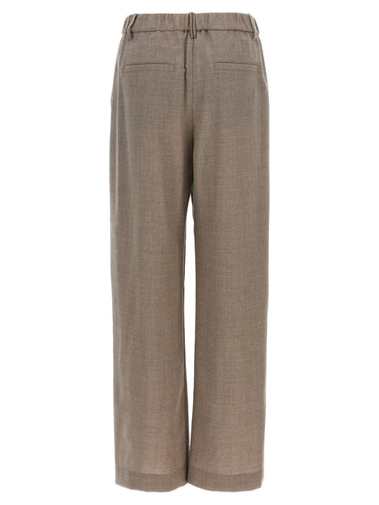 Trousers by Brunello Cucinelli for women in virgin wool white features an on trend silhouette, showcasing a sophisticated relaxed-fit & wide with a long and for an on trend finish.