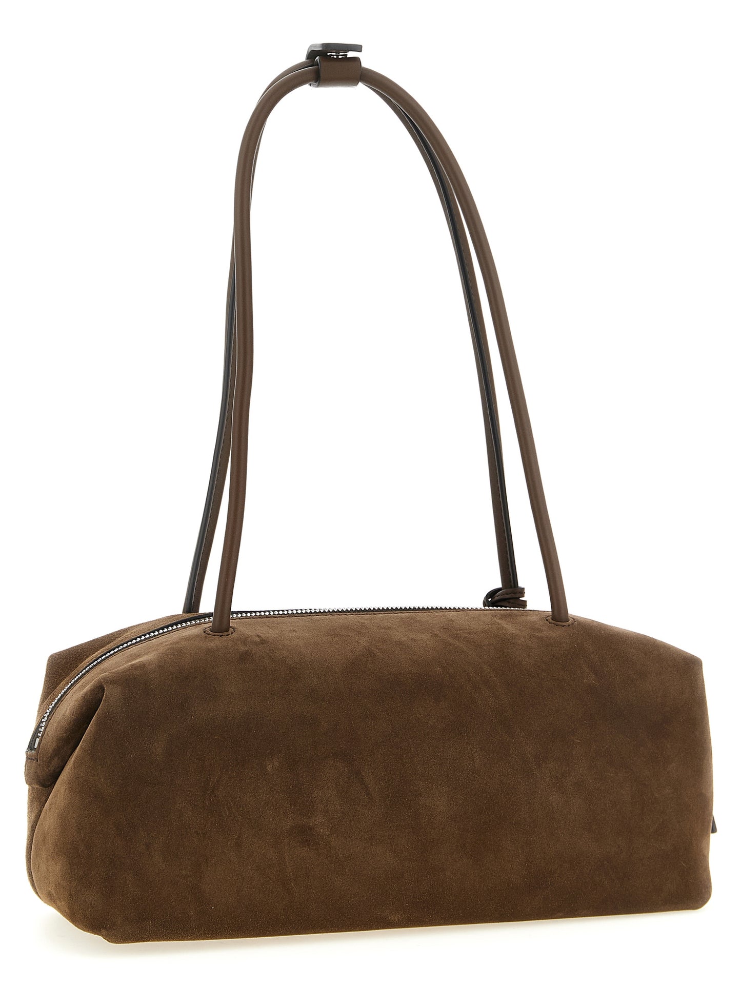 Shoulder Boston Bag by Max Mara for women in calfskin leather brown showcases a statuesque silhouette, artfully detailed with a secure zipper, organized , and versatile shoulder-strap & handle for a statuesque look.