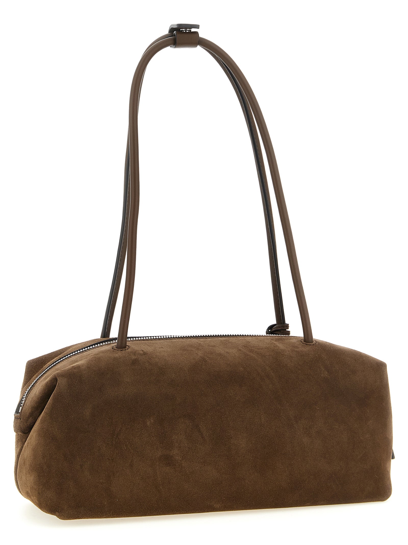 Shoulder Boston Bag by Max Mara for women in calfskin leather brown showcases a statuesque silhouette, artfully detailed with a secure zipper, organized , and versatile shoulder-strap & handle for a statuesque look.