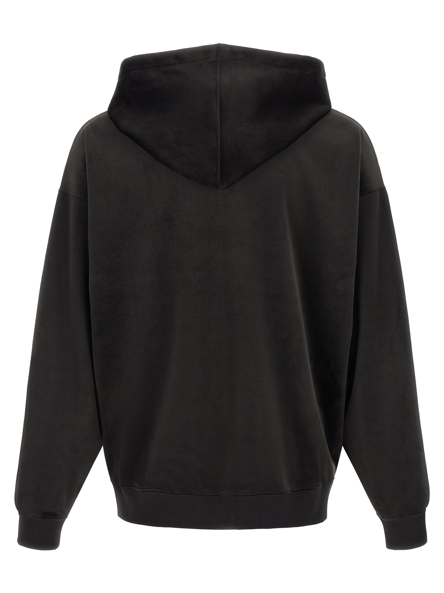 Sweatshirt Hoodie by Y-3 for men in polyester velvet black features a authentic silhouette, showcasing a sophisticated hooded neckline and authentic detail for a refined finish.