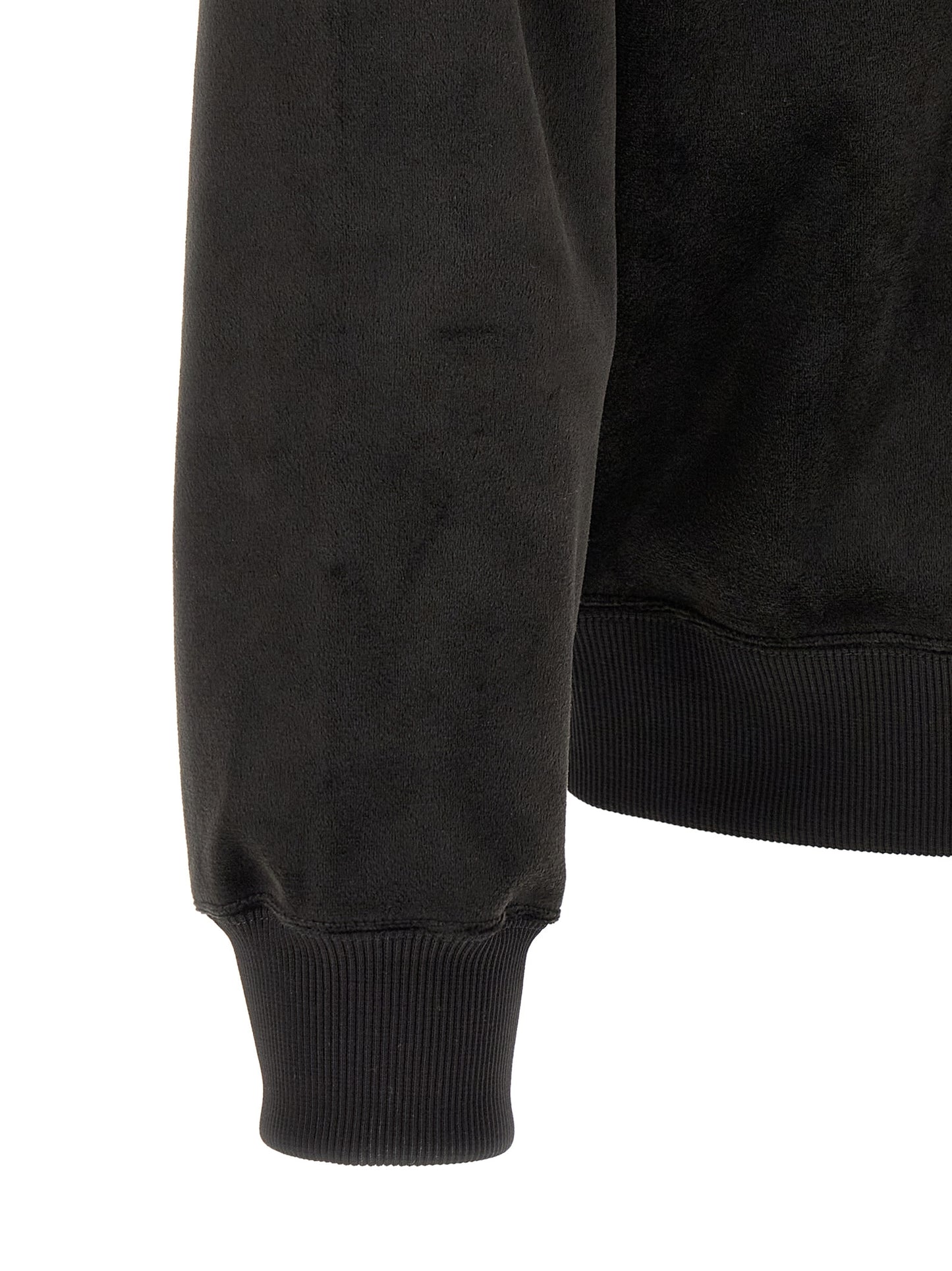 Sweatshirt Hoodie by Y-3 for men in polyester velvet black showcases a city-ready silhouette, artfully detailed with a signature hooded neckline and for a city-ready finish.