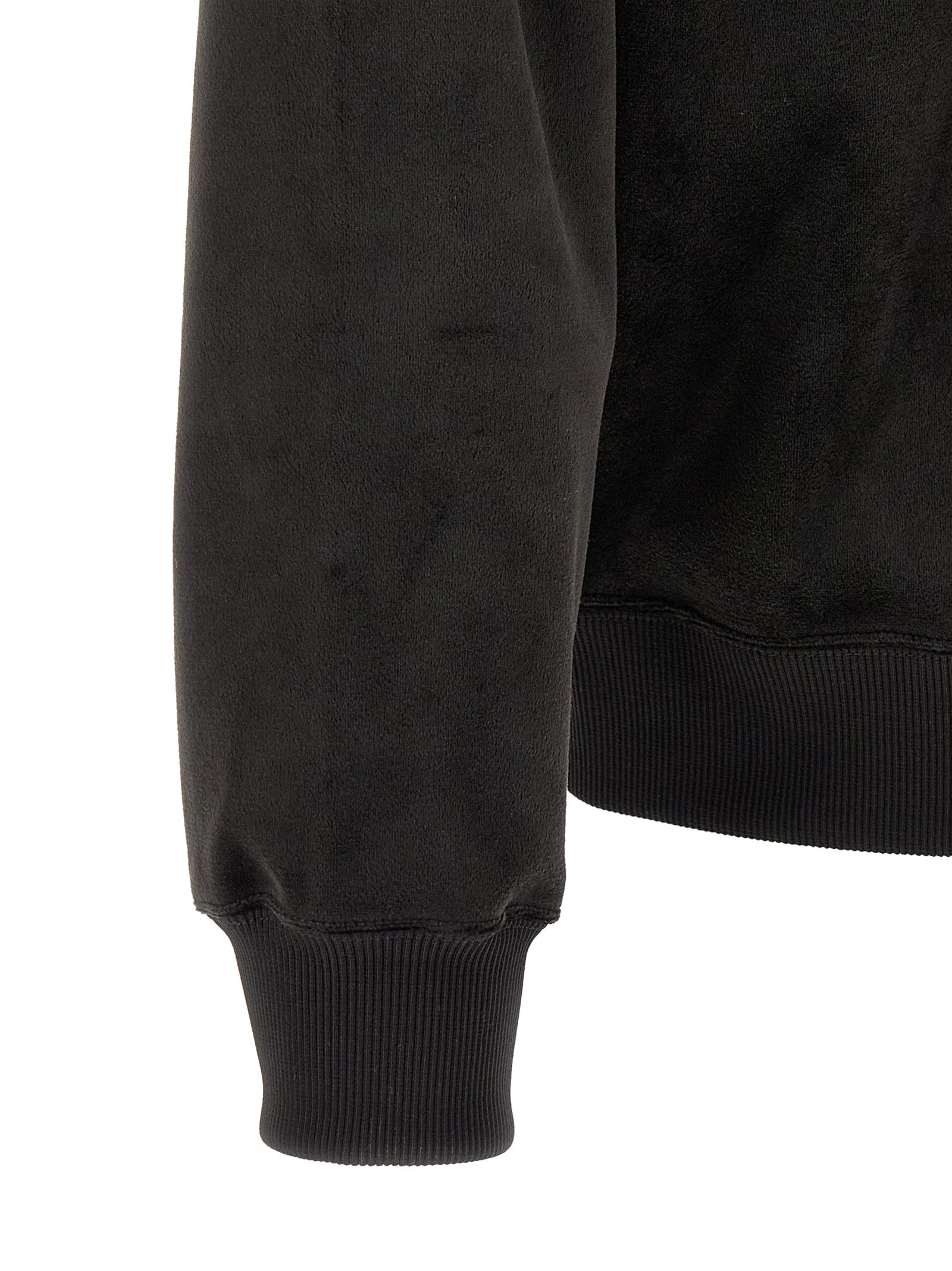Sweatshirt Hoodie by Y-3 for men in polyester velvet black showcases a city-ready silhouette, artfully detailed with a signature hooded neckline and for a city-ready finish.