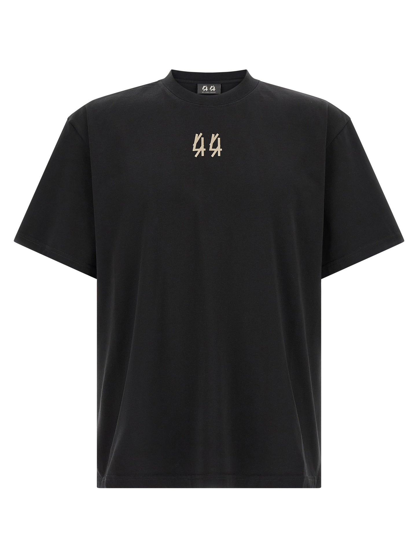 Activewear T-Shirt by 44 Label Group for men in cotton black features a sporty silhouette with and crew neckline, showcasing innovative for a sporty finish.