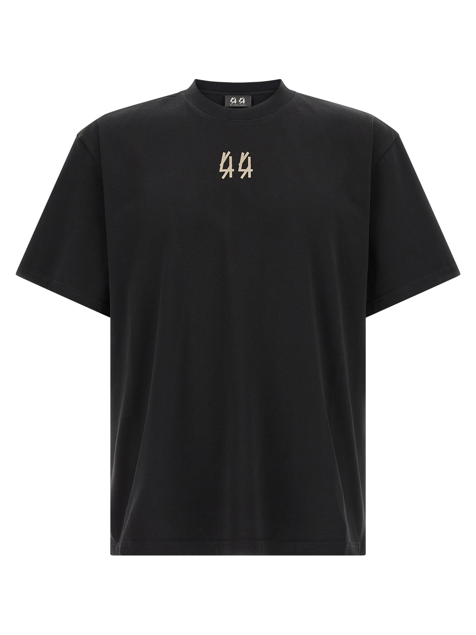 Activewear T-Shirt by 44 Label Group for men in cotton black features a sporty silhouette with and crew neckline, showcasing innovative for a sporty finish.
