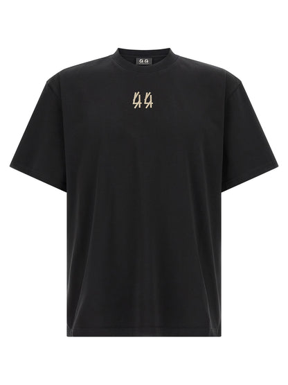 Activewear T-Shirt by 44 Label Group for men in cotton black features a sporty silhouette with and crew neckline, showcasing innovative for a sporty finish.