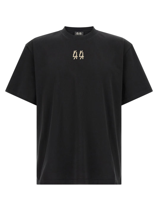Activewear T-Shirt by 44 Label Group for men in cotton black features a sporty silhouette with and crew neckline, showcasing innovative for a sporty finish.