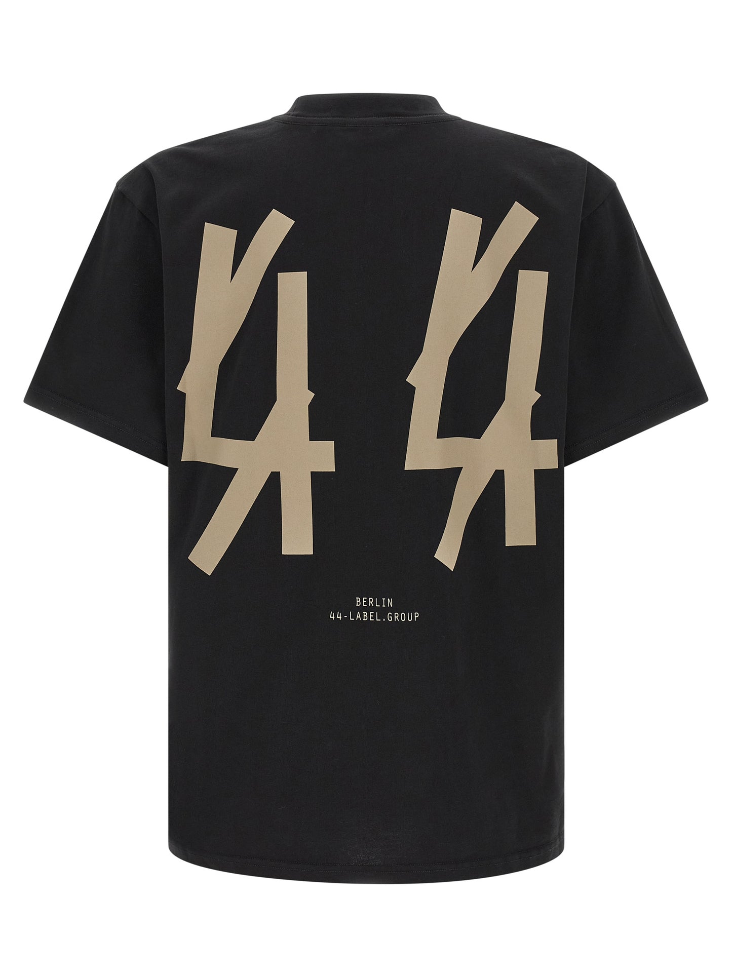 Activewear T-Shirt by 44 Label Group for men in cotton black features a versatile silhouette, showcasing a versatile crew neckline and detailed with high-performance for a premium look.