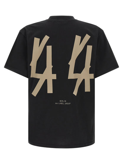 Activewear T-Shirt by 44 Label Group for men in cotton black features a versatile silhouette, showcasing a versatile crew neckline and detailed with high-performance for a premium look.
