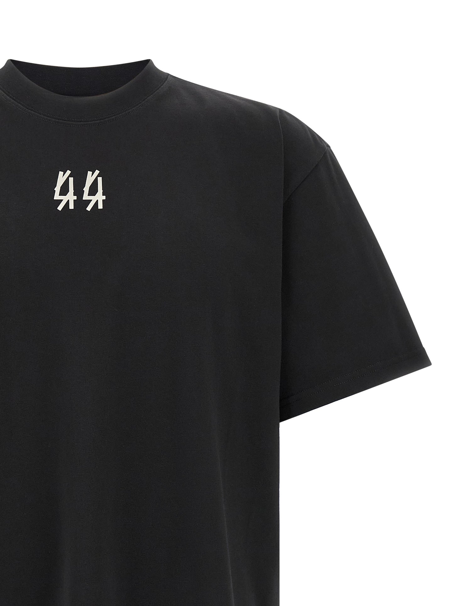 Activewear T-Shirt by 44 Label Group for men in cotton black features an athletic silhouette with sleeves and a crew neckline neckline, enhanced by high-performance .