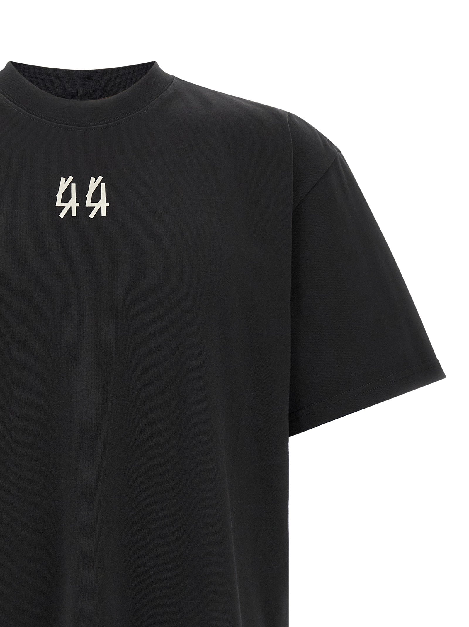 Activewear T-Shirt by 44 Label Group for men in cotton black features an athletic silhouette with sleeves and a crew neckline neckline, enhanced by high-performance .