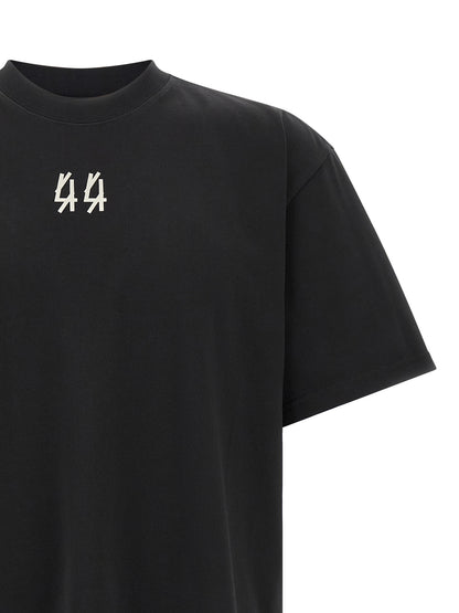 Activewear T-Shirt by 44 Label Group for men in cotton black features an athletic silhouette with sleeves and a crew neckline neckline, enhanced by high-performance .