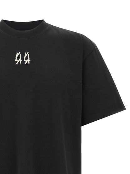 Activewear T-Shirt by 44 Label Group for men in cotton canvas black presents a kinetic silhouette, showcasing the kinetic and round neckline alongside functional for a premium, athletic look.