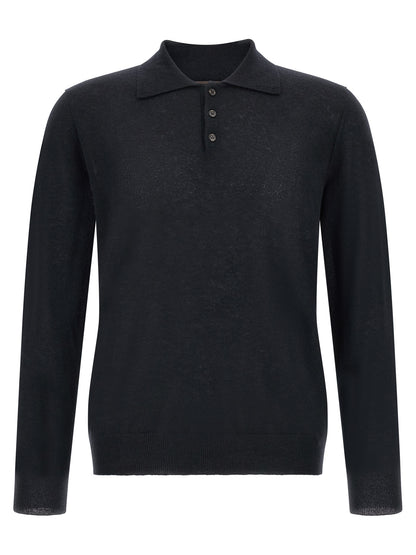 Cardigan by ZANONE for men in cashmere & polyamide navy features a dramatic silhouette, showcasing a sophisticated and dramatic detail for a timeless, premium look.