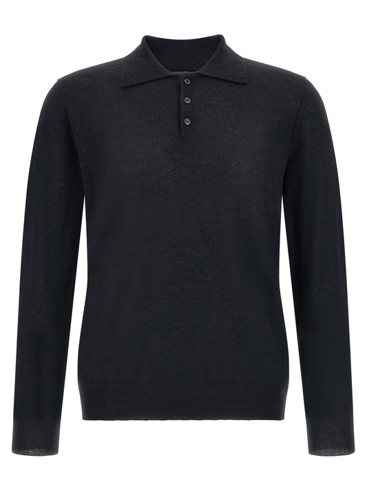 Cardigan by ZANONE for men in cashmere & polyamide navy features a dramatic silhouette, showcasing a sophisticated and dramatic detail for a timeless, premium look.