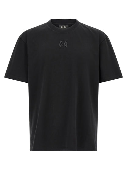 Activewear T-Shirt by 44 Label Group for men in cotton black, red & print features an contemporary design with , a length, and a contemporary crew neckline.