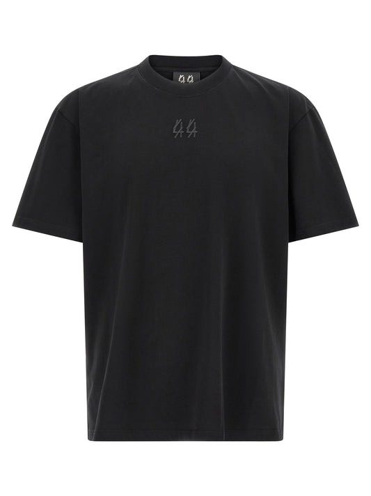 Activewear T-Shirt by 44 Label Group for men in cotton black, red & print features an contemporary design with , a length, and a contemporary crew neckline.