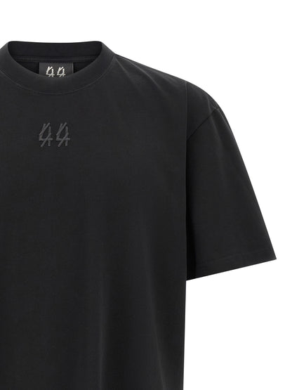 Activewear T-Shirt by 44 Label Group for men in cotton black, red & print features a versatile silhouette, showcasing a versatile crew neckline and detailed with high-performance for a premium look.