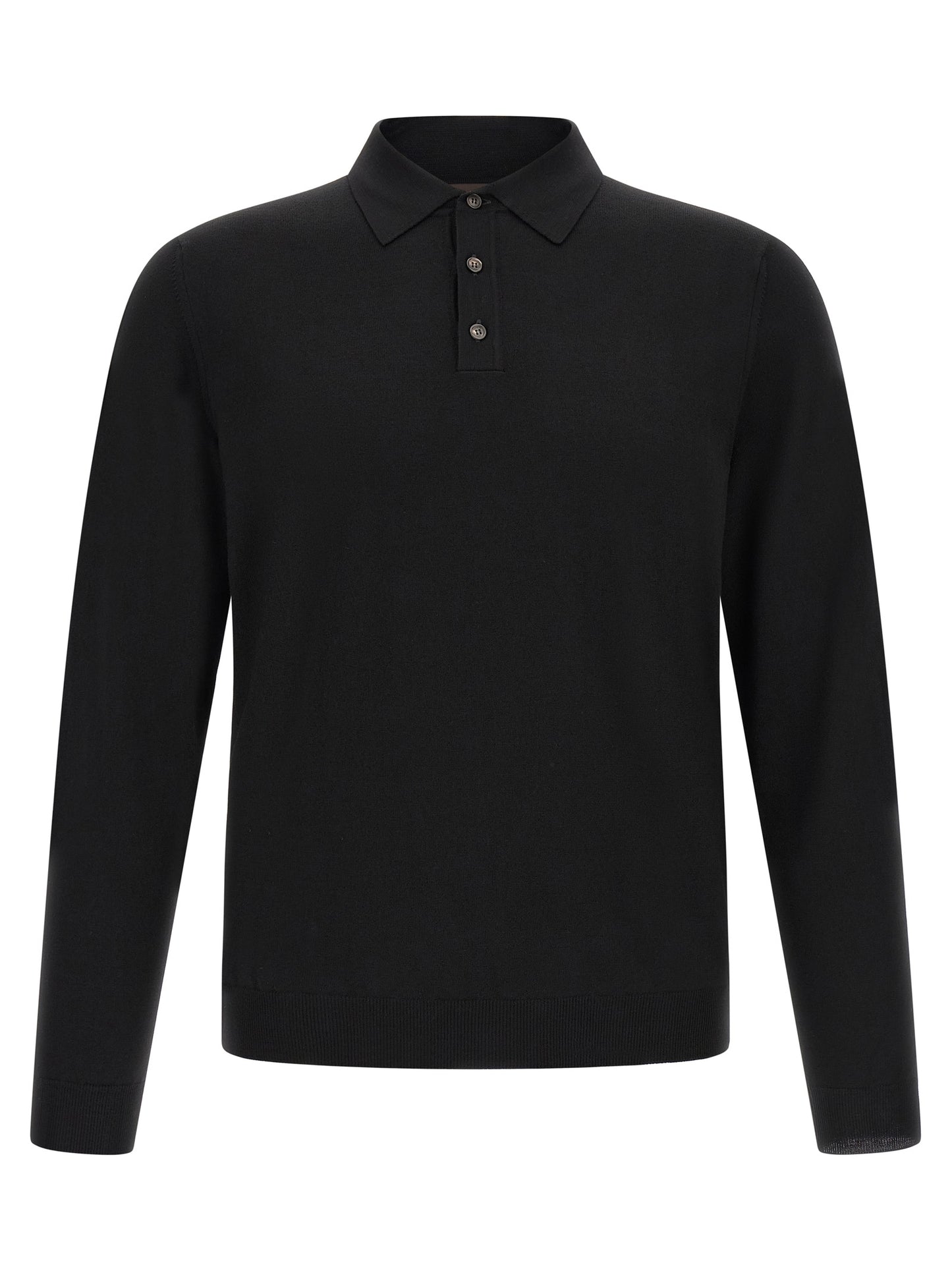 Polo Shirt by ZANONE for men in polyamide & virgin wool black presents a crisp silhouette, artfully detailed with a crisp and crisp .