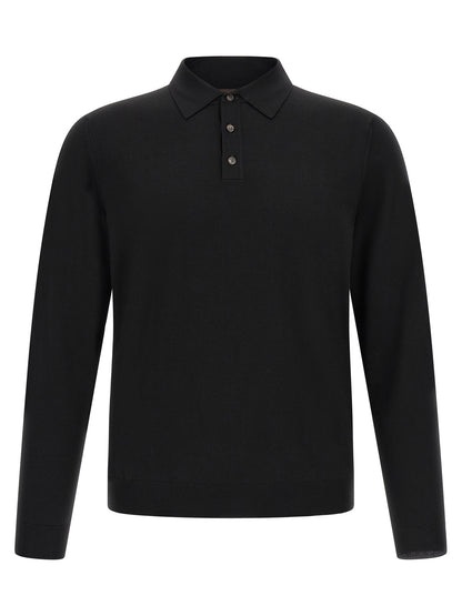 Polo Shirt by ZANONE for men in polyamide & virgin wool black presents a crisp silhouette, artfully detailed with a crisp and crisp .