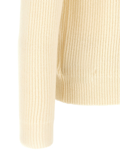 Cardigan by ZANONE for men in virgin wool cream & white features a nuanced silhouette with a refined crew neckline and nuanced detailing for a sophisticated look.