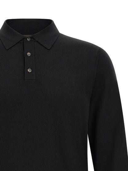 Polo Shirt by ZANONE for men in polyamide & virgin wool black presents a distinguished silhouette, showcasing a sophisticated and distinguished for a truly distinguished finish.