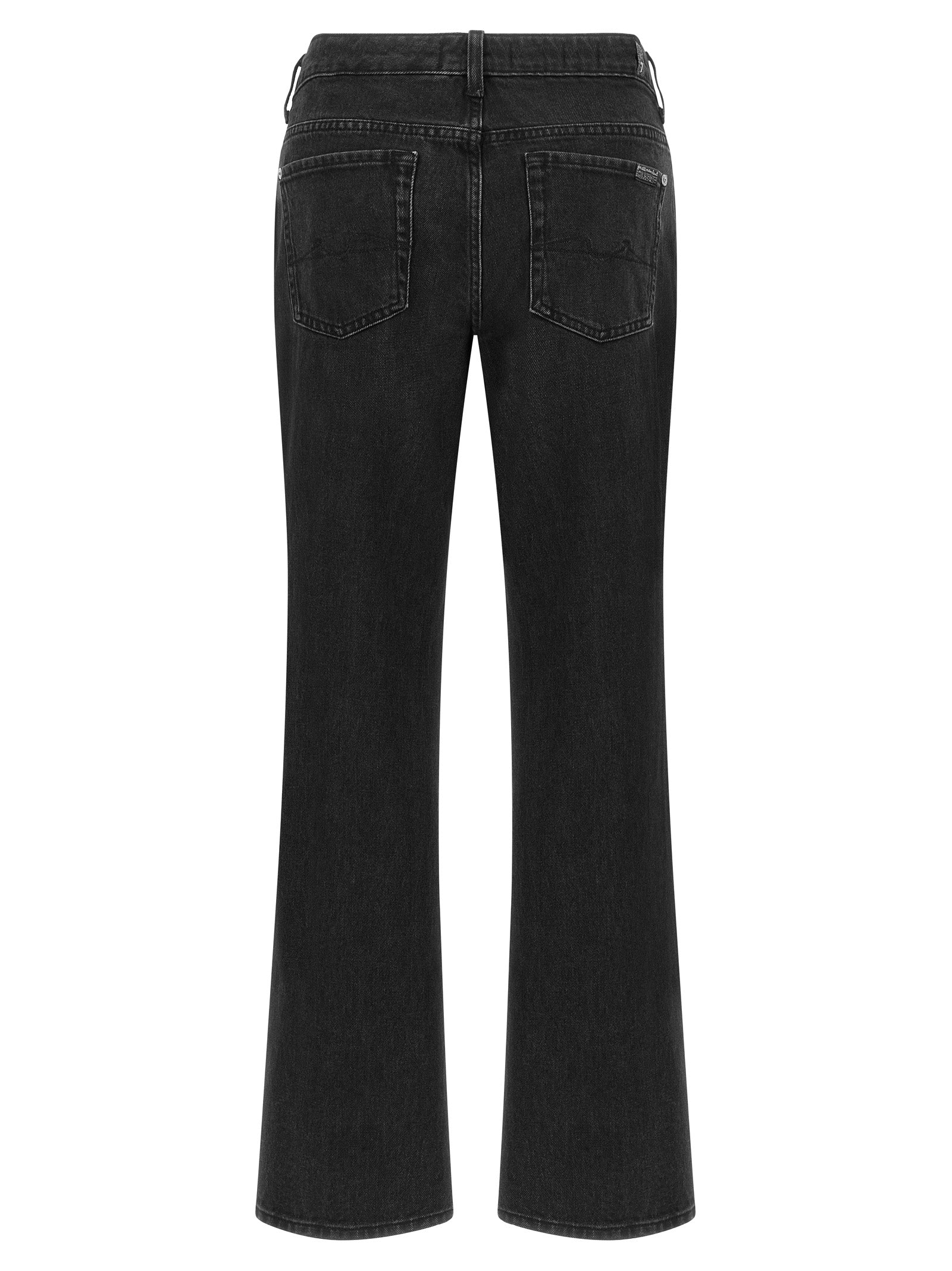 Jeans by 7 For All Mankind for women in stretch denim cotton black presents a tailored silhouette, showcasing a tailored flared and long cut with a refined for a truly tailored aesthetic.