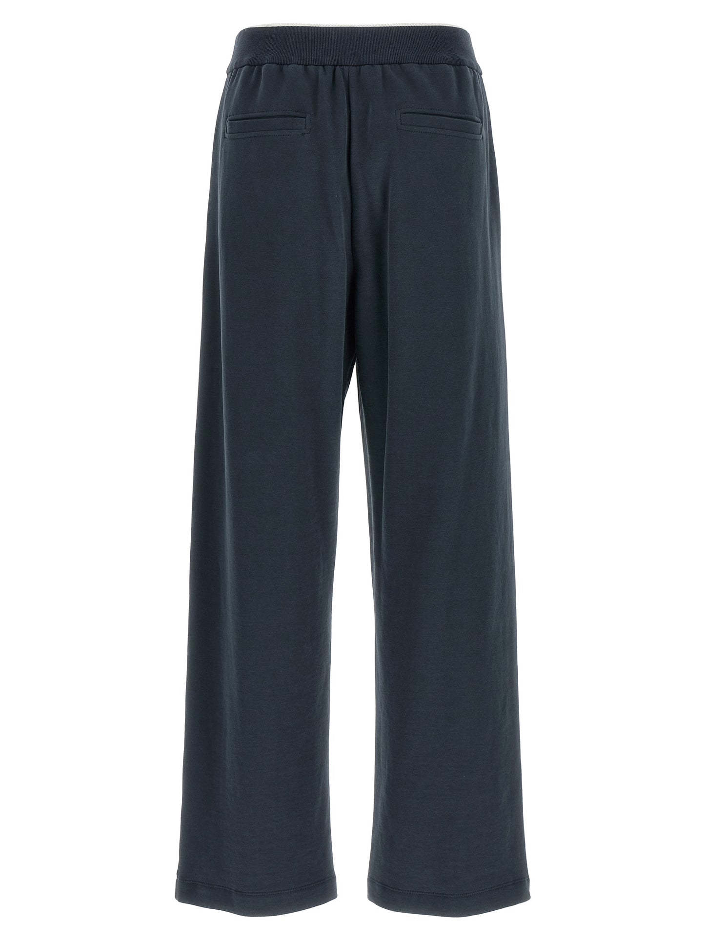 Joggers by Brunello Cucinelli for women in cotton dark-blue features a refined silhouette with a refined relaxed-fit & wide, defined by a and a refined long for a refined finish.