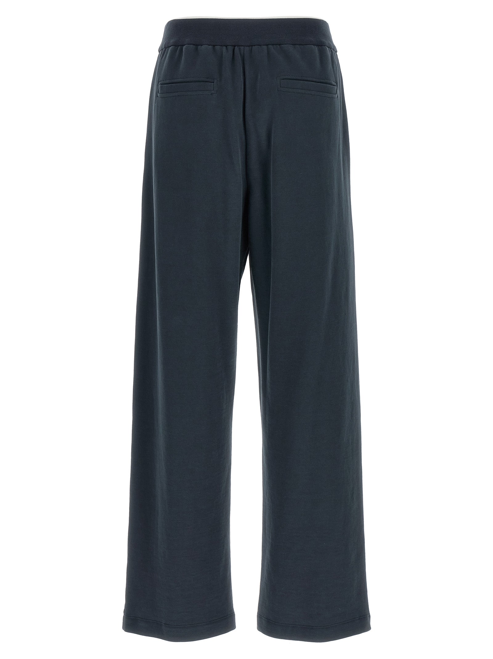 Joggers by Brunello Cucinelli for women in cotton dark-blue features a refined silhouette with a refined relaxed-fit & wide, defined by a and a refined long for a refined finish.