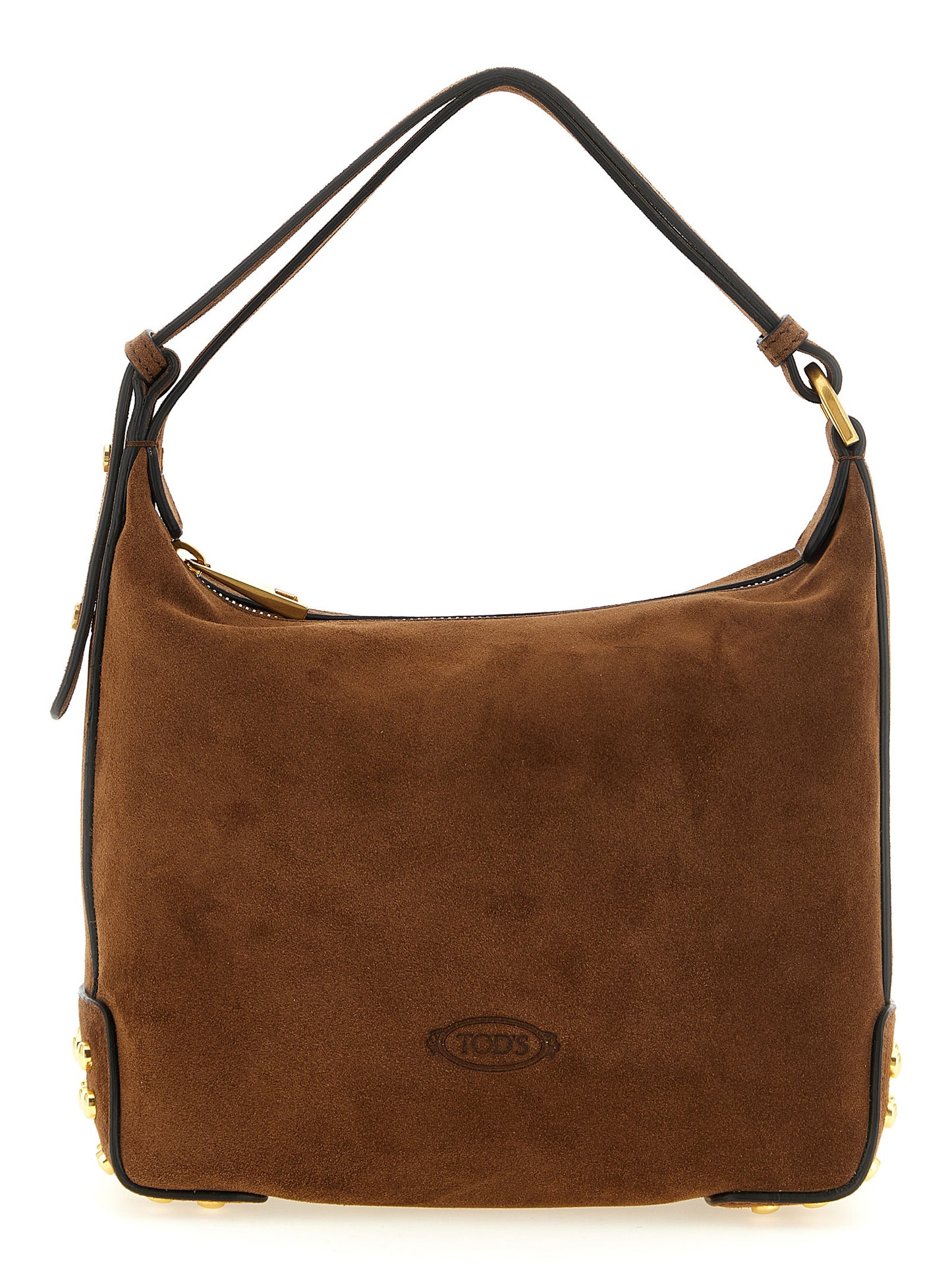 Mini Shoulder Hobo Bag by Tod's for women in calfskin leather brown & signature features a statuesque silhouette, showcasing a secure zipper & clasp and statuesque with versatile shoulder-strap & adjustable-strap for a statuesque finish.