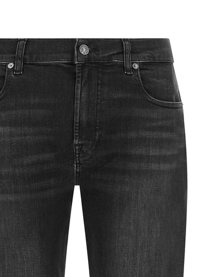 Jeans by 7 For All Mankind for women in stretch denim cotton black & silver features an refined tailoring silhouette, showcasing a premium skinny, relaxed-fit & cropped with a and cropped cut for a refined tailoring look.